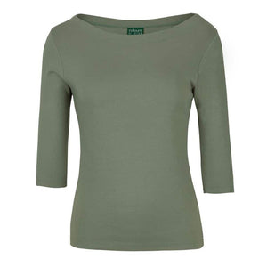 1BT3_C OF C LADIES 34 SLEEVE BOAT NECK TEE-Sage