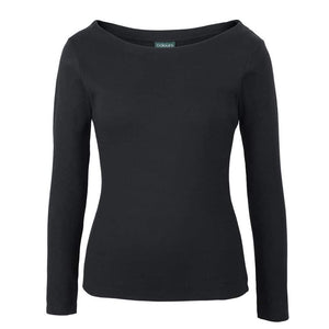 1BTL_C OF C LADIES LS BOAT NECK TEE-Black