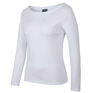 1BTL_C OF C LADIES LS BOAT NECK TEE-White-side
