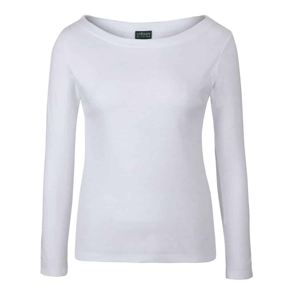 1BTL_C OF C LADIES LS BOAT NECK TEE-White