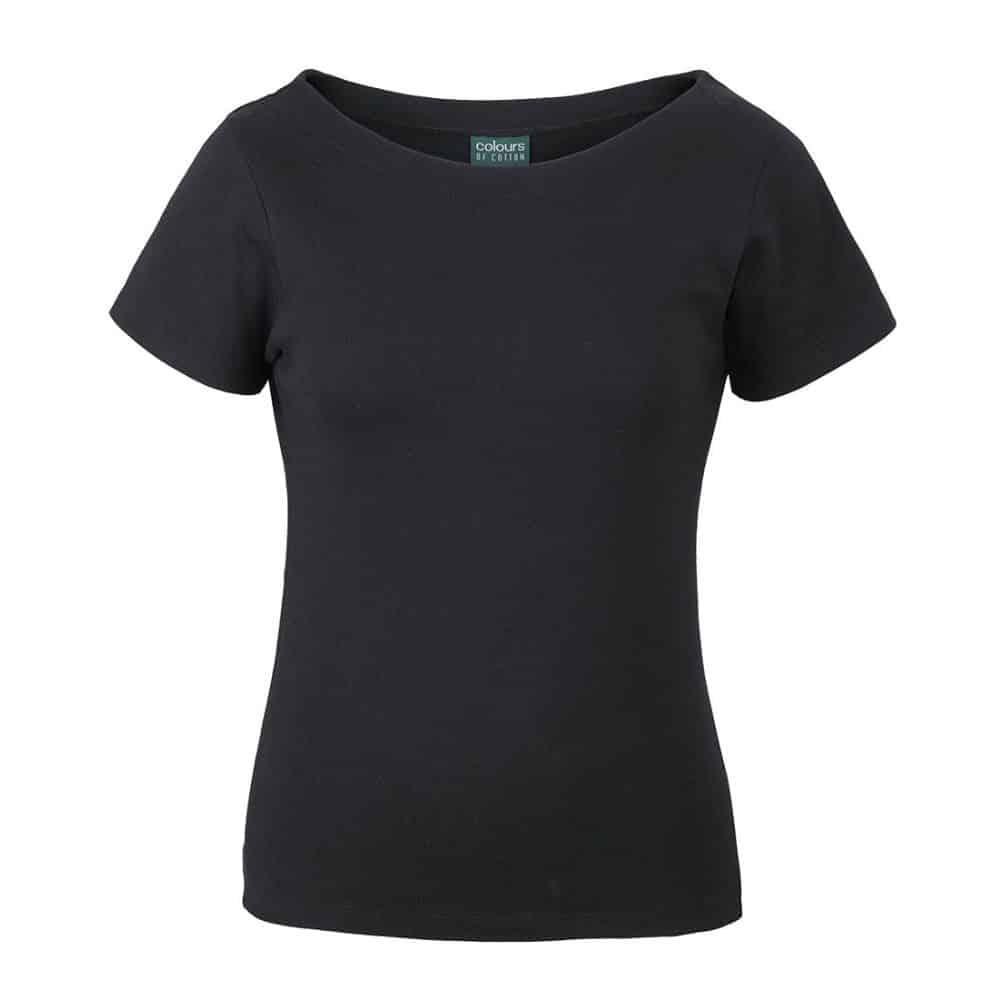 1BTS_C OF C LADIES BOAT NECK TEE-Black