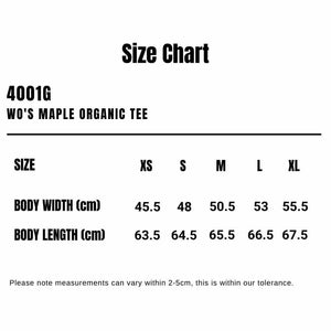 4001G_AS_Wos-Maple-Organic-Tee_Size-Chart