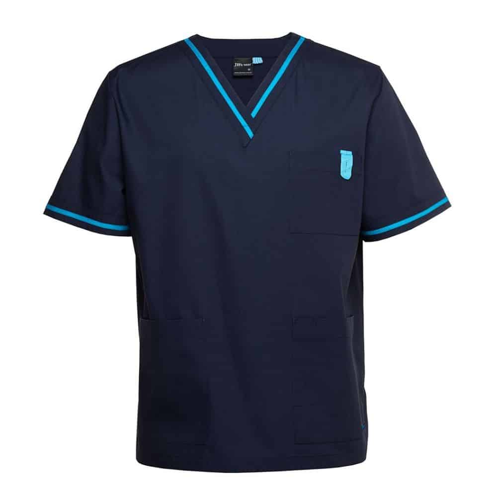 4SCT_CONTRAST-SCRUBS-TOP_Navy-Aqua