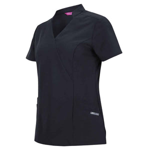 4SMT1-JB'S LADIES NU MANDARIN COLLAR SCRUB TOP-Black-side