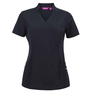 4SMT1-JB'S LADIES NU MANDARIN COLLAR SCRUB TOP-Black