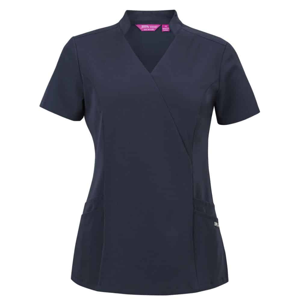 4SMT1-JB'S LADIES NU MANDARIN COLLAR SCRUB TOP-Navy