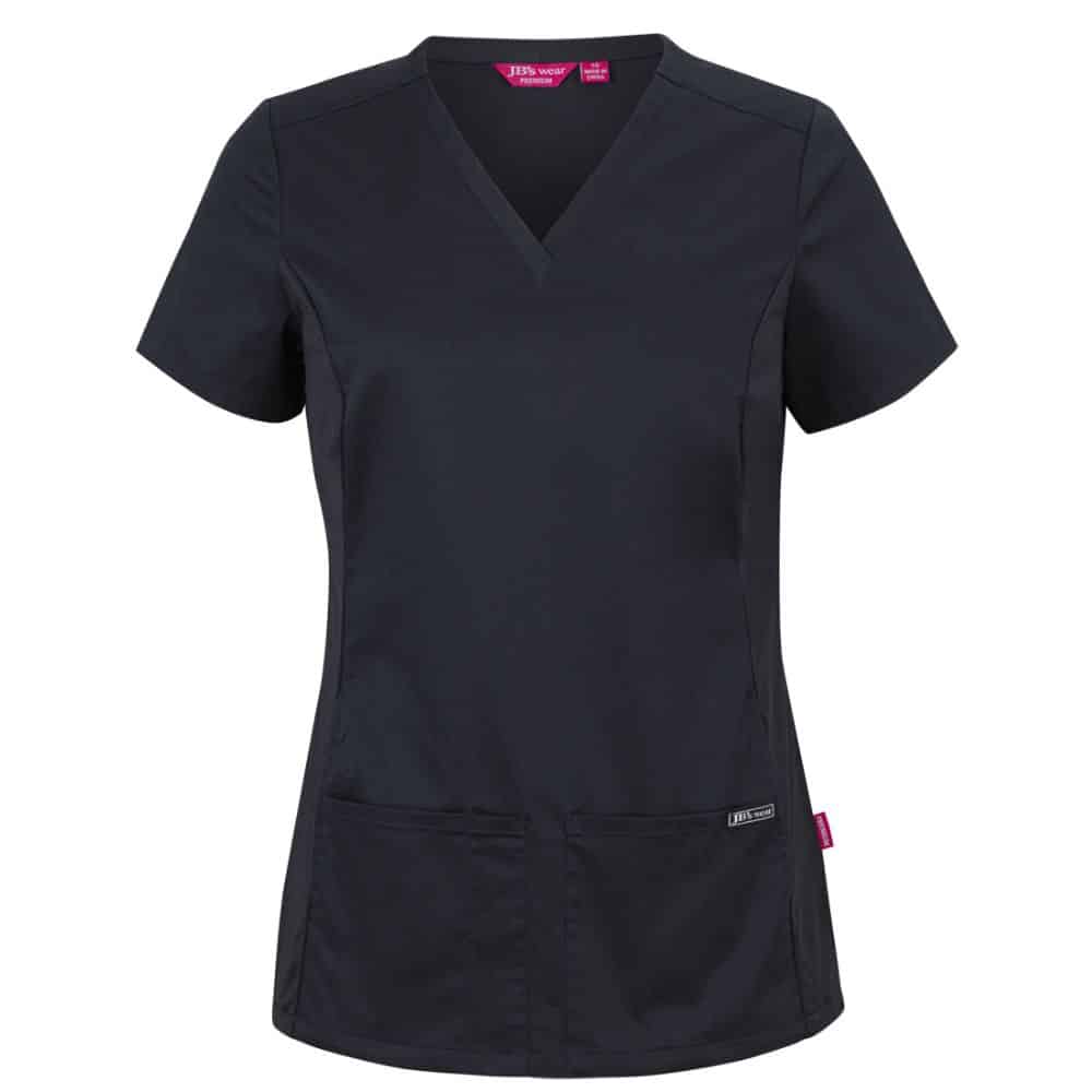 4SUT1-JB'S LADIES PREMIUM STRETCH PANEL SCRUB TOP-Black