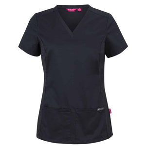 4SUT1-JB'S LADIES PREMIUM STRETCH PANEL SCRUB TOP-Black