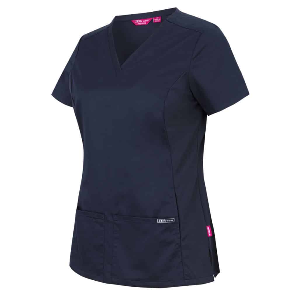4SUT1-JB'S LADIES PREMIUM STRETCH PANEL SCRUB TOP-Navy-side