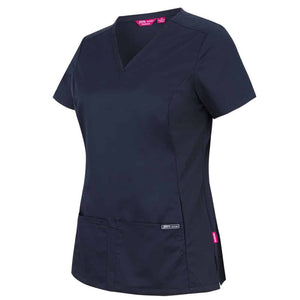 4SUT1-JB'S LADIES PREMIUM STRETCH PANEL SCRUB TOP-Navy-side