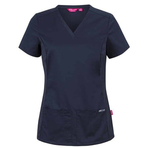 4SUT1-JB'S LADIES PREMIUM STRETCH PANEL SCRUB TOP-Navy