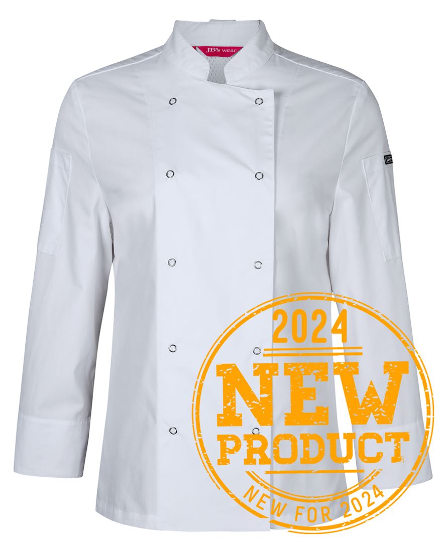 JB 5CJL1 LADIES L/S SNAP BUTTON CHEFS JACKET