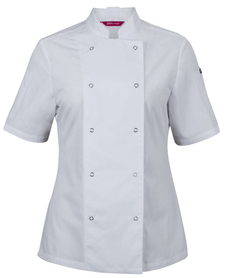 JB 5CJS1  LADIES S/S SNAP BUTTON CHEFS JACKET