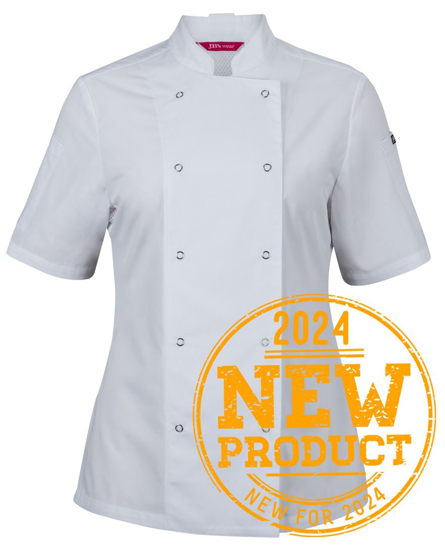 JB 5CJS1  LADIES S/S SNAP BUTTON CHEFS JACKET