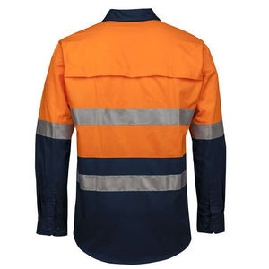 6DNRL-JB'S HI VIS (D+N) RIPSTOP LS FISHING SHIRT-Orange-Navy-back