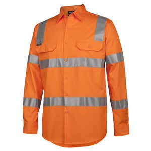 6DNWR-JB'S HI VIS (D+N) LS 150G AUST. RAIL WORK SHIRT-Orange-side