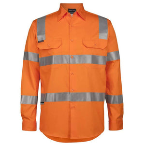 6DNWR-JB'S HI VIS (D+N) LS 150G AUST. RAIL WORK SHIRT-Orange