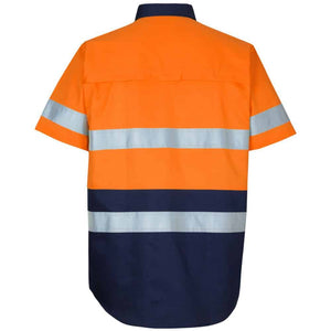 6DNWS-JB'S HI VIS (D+N) SS 150G WORK SHIRT-Orange-Navy-Back