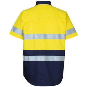 6DNWS-JB'S HI VIS (D+N) SS 150G WORK SHIRT-Yellow-Navy-Back