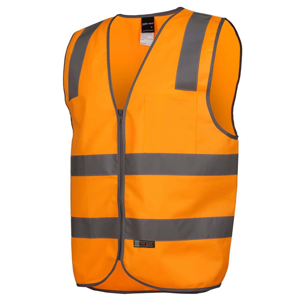 6DVSV-JB'S VIC RAIL (D+N) ZIP SAFETY VEST-Orange-side