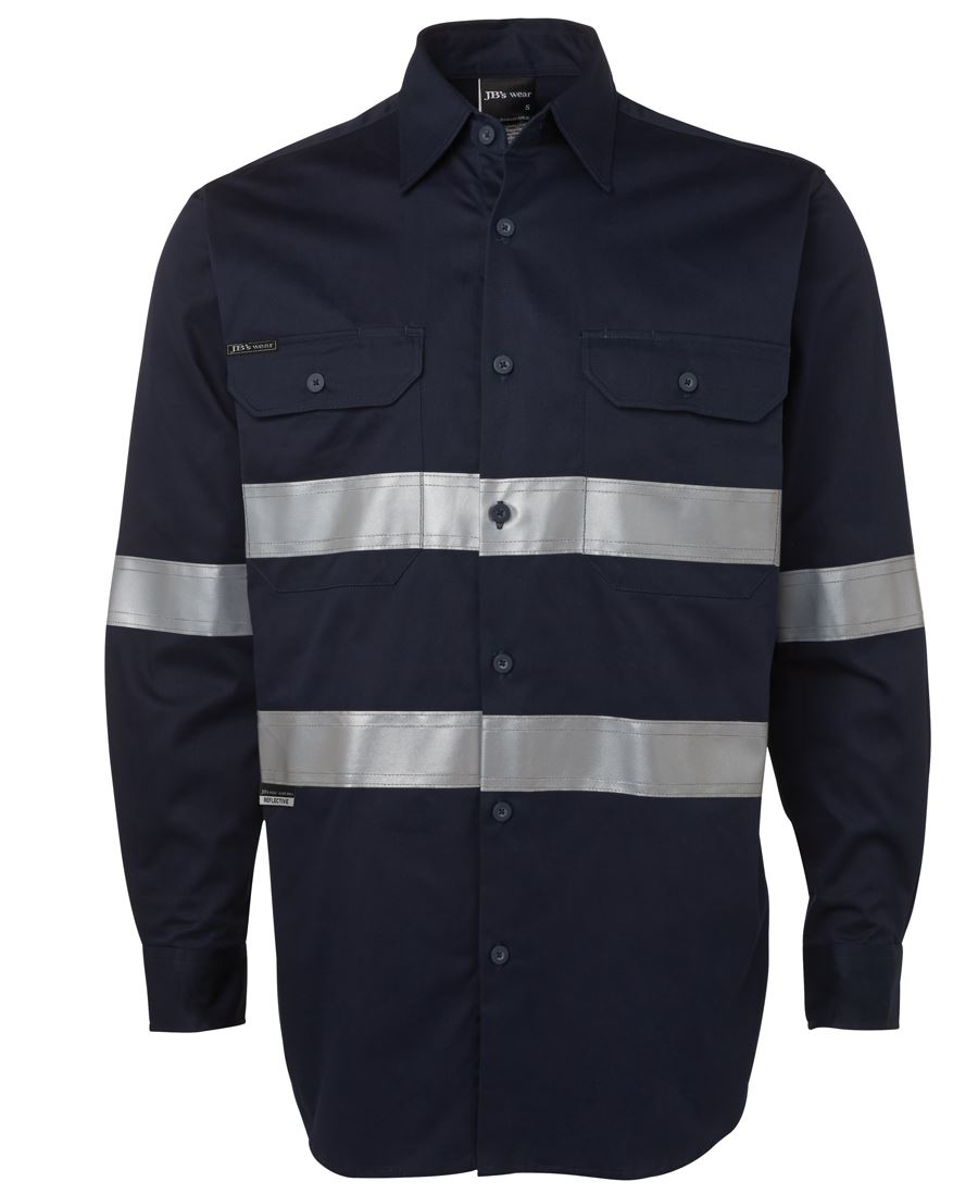 JB 6HDNL L/S 190G Work Shirt With Reflective Tape