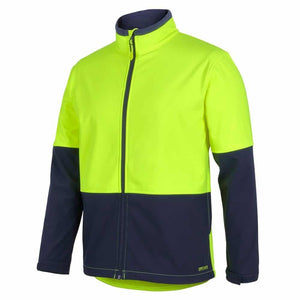 6HRJ_JB_HI-VIS-THREE-LAYER-SOFTSHELL-JACKET_Lime-Navy_Side
