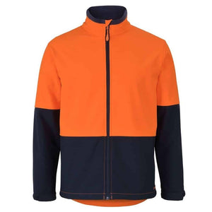 6HRJ_JB_HI-VIS-THREE-LAYER-SOFTSHELL-JACKET_Orange-Navy_Front