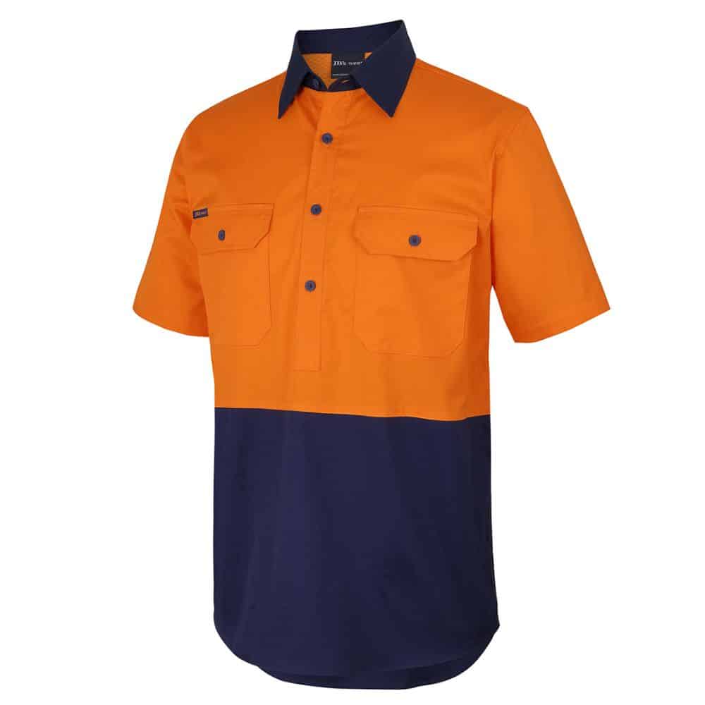 6HVCW_HI-VIS-CLOSE-FRONT-SS-150G-WORK-SHIRT_Ora-Navy_side