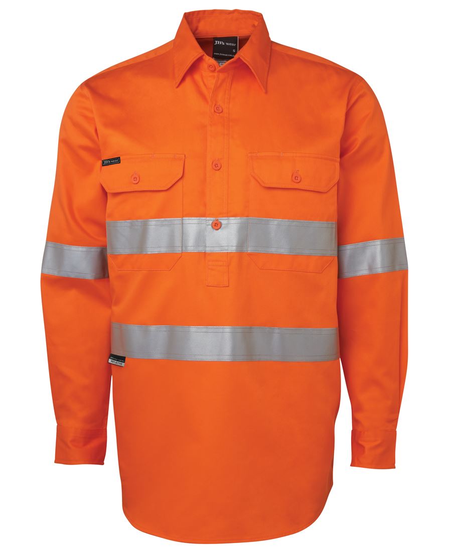 JB 6HWCF Hi Vis (D+N) Close Front L/S Shirt 190G