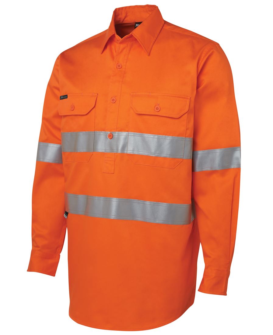 JB 6HWCF Hi Vis (D+N) Close Front L/S Shirt 190G