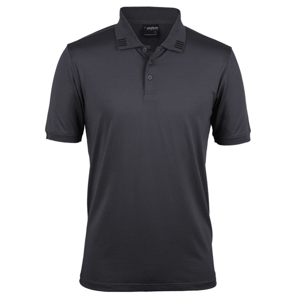 7S4P_PODIUM 4 STRIPE SS STRETCH POLO-Charcoal-Black