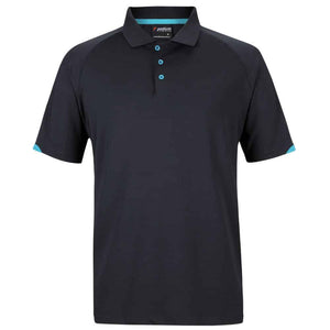 7STC-PODIUM CONTRAST STRETCH POLO-Black-Aqua