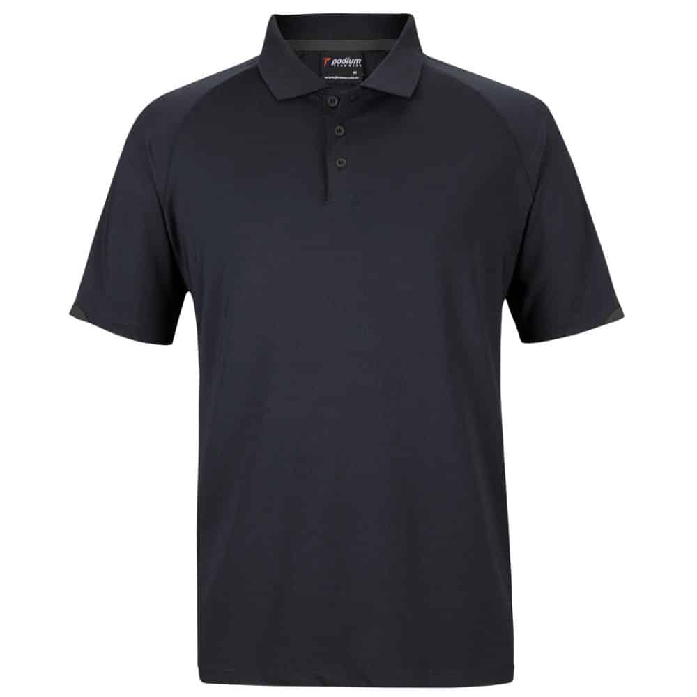 7STC-PODIUM CONTRAST STRETCH POLO-Black-Charcoal