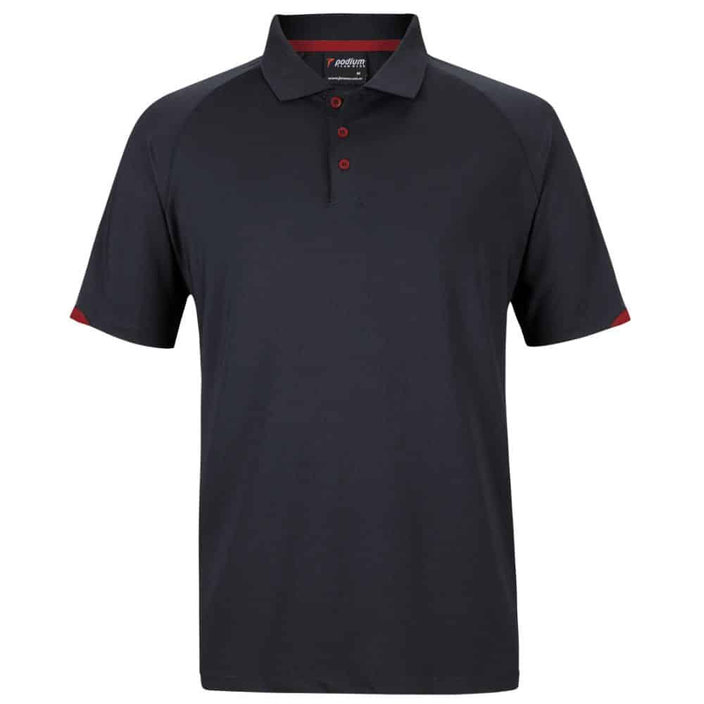 7STC-PODIUM CONTRAST STRETCH POLO-Black-Red