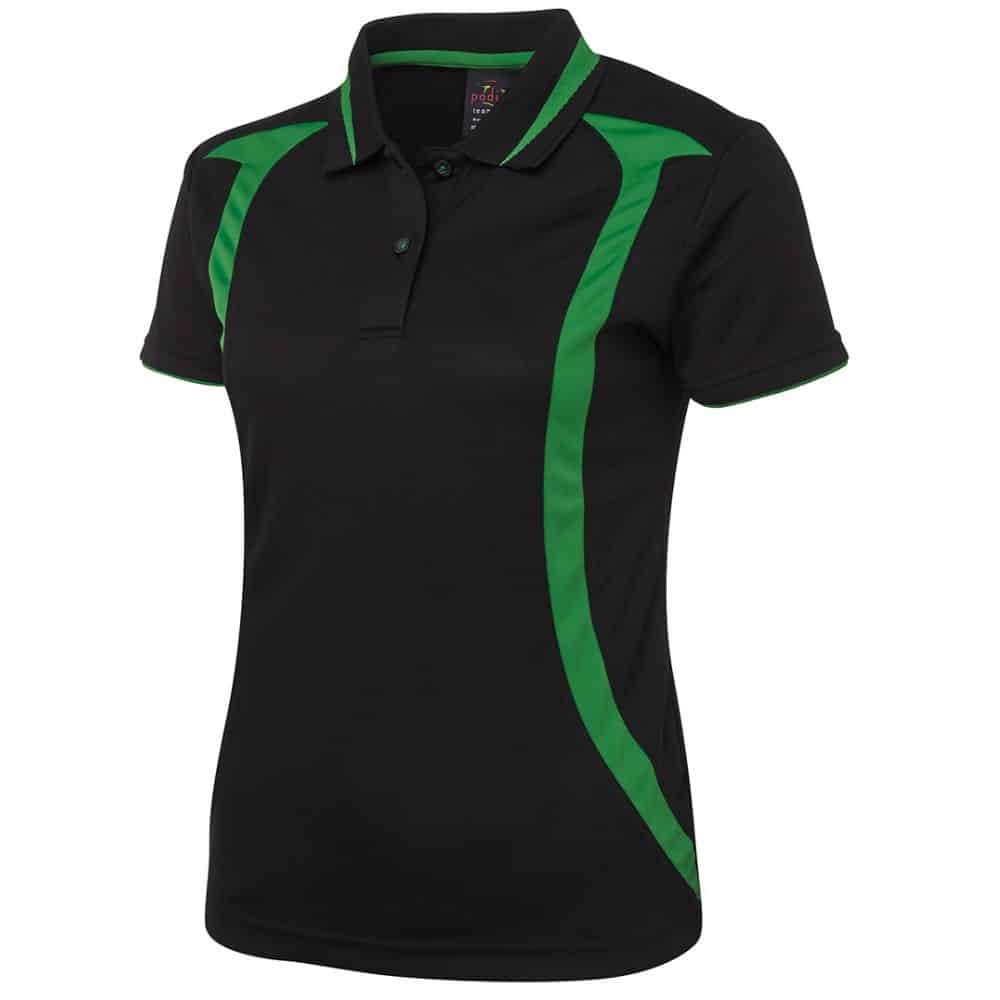 7SWP1_LADIES-SWIRL-POLO-Black-Pea-Green-side