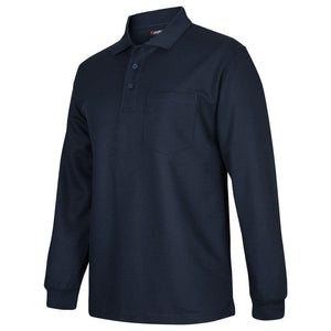 7WPL_PODIUM LS WAFFLE POCKET POLO-Navy-side
