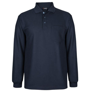 7WPL_PODIUM LS WAFFLE POCKET POLO-Navy