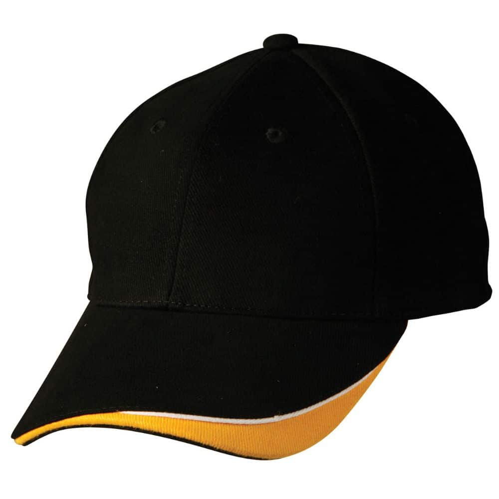 CH68_TRIPLE-SANDWICH-PEAK-CAP-Black-White.Gold_