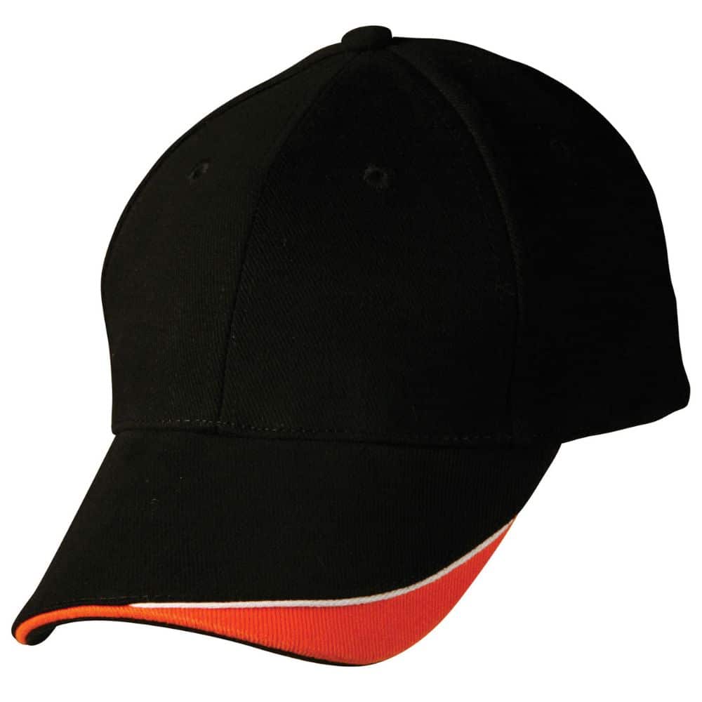 CH68_TRIPLE-SANDWICH-PEAK-CAP-Black-White.Orange