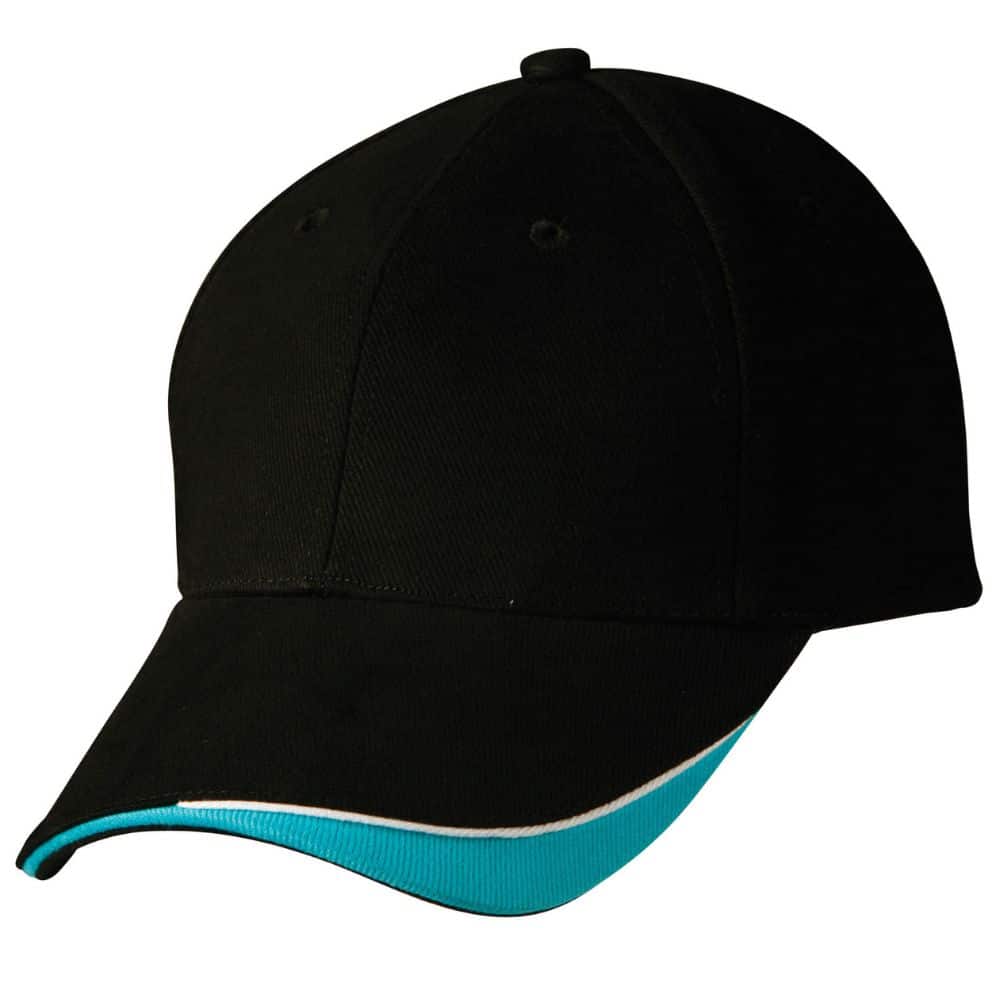 CH68_TRIPLE-SANDWICH-PEAK-CAP-Black-White.Teal_