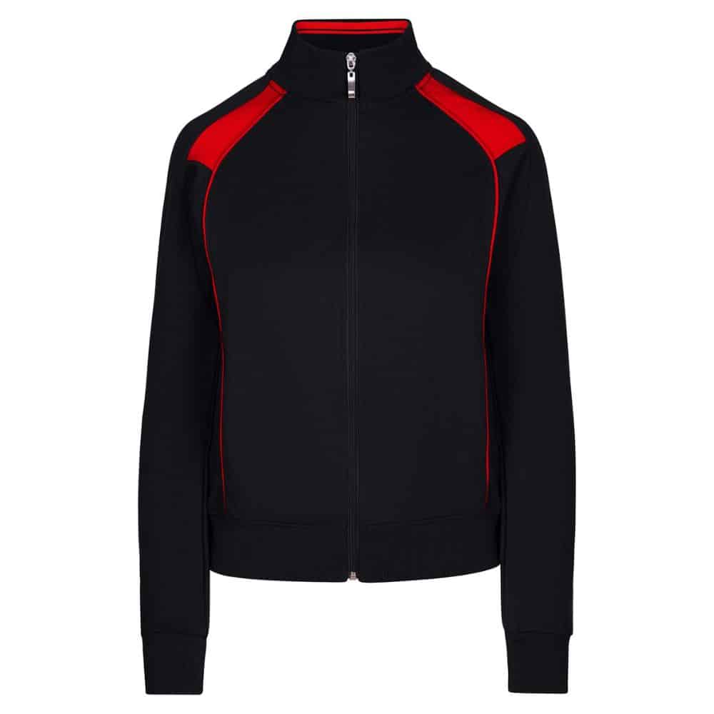 F400UN_LadiesJuniors-Unbrushed-Contrast-Jacket-Black-Red