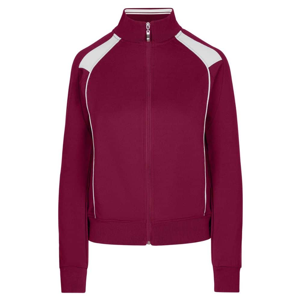 F400UN_LadiesJuniors-Unbrushed-Contrast-Jacket-Burgundy-White