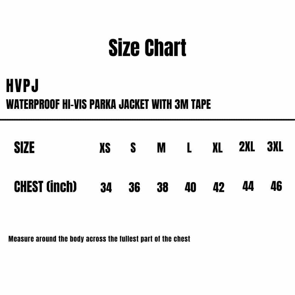 HVPJ_Waterproof-Hi-Vis-Parka-Jacket-With-3M-Tape_Size-Chart
