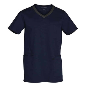 M7650_MENS-V-NECK-CONTRAST-TRIM-SCRUB-TOP_Navy-Charcoal