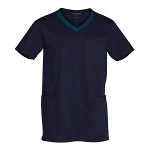 M7650_MENS-V-NECK-CONTRAST-TRIM-SCRUB-TOP_Navy-Teal