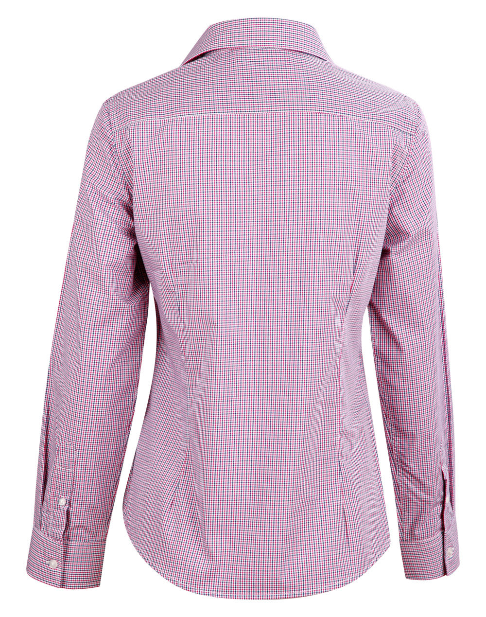 WS Ladies Two Tone Mini Gingham Long Sleeve Shirt - M8340L