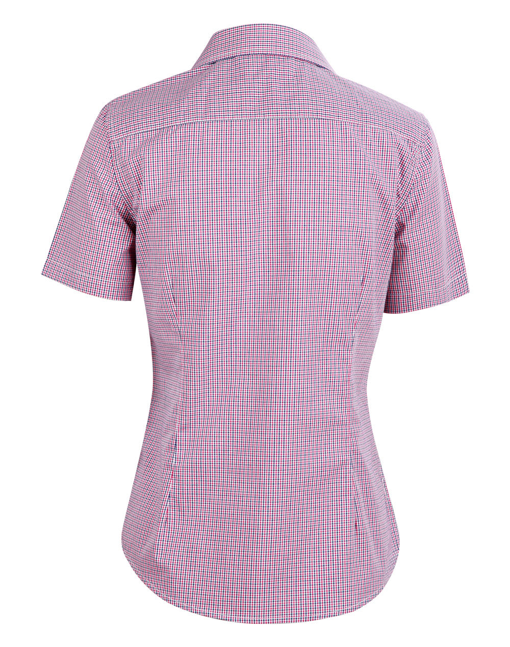 WS Ladies Two Tone Mini Gingham Short Sleeve Shirt - M8340S