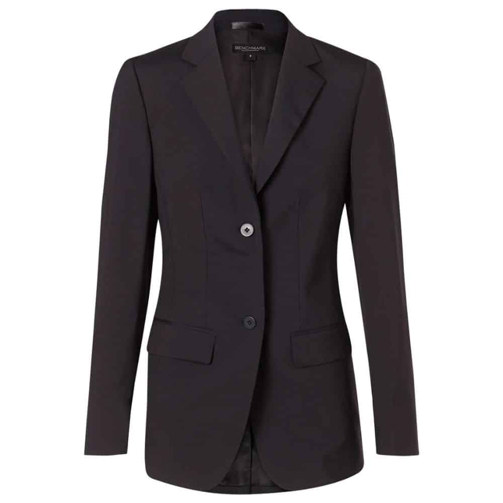 M9200_Women's Wool Blend Stretch Mid Length Jacket-Black