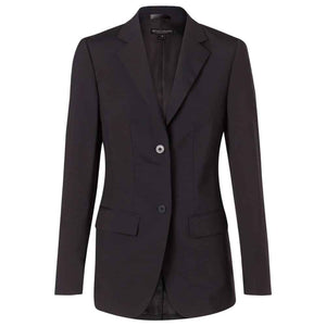 M9200_Women's Wool Blend Stretch Mid Length Jacket-Black