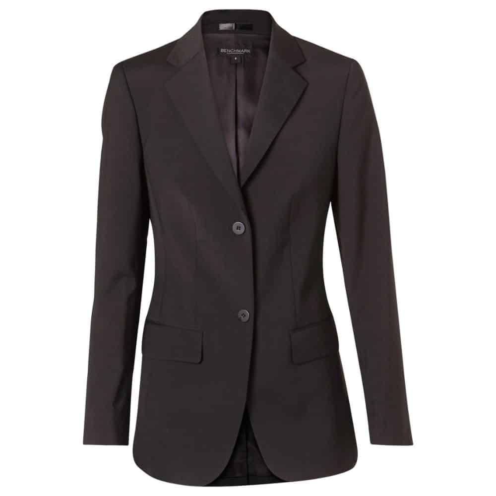 M9200_Women's Wool Blend Stretch Mid Length Jacket-Charcoal